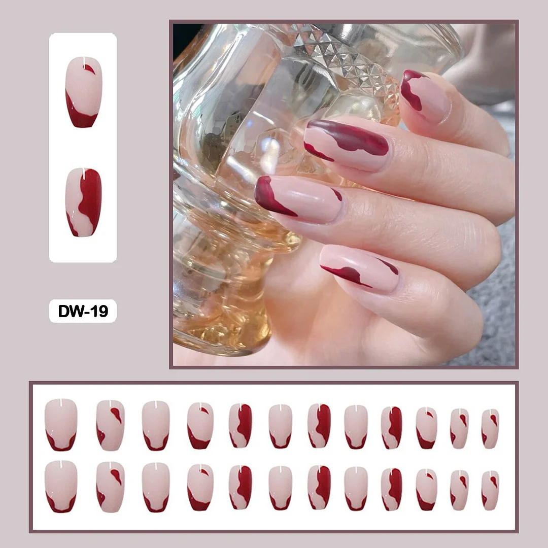 24Pcs Personality Painted Animal Pattern Cow Pattern Leopard Printed Wearable False Nails Fake Nails With Glue And Wearing Tools-Nail Inspo