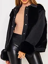 Fashion Contrast Color Buttoned Lambskin Warmth Jacket