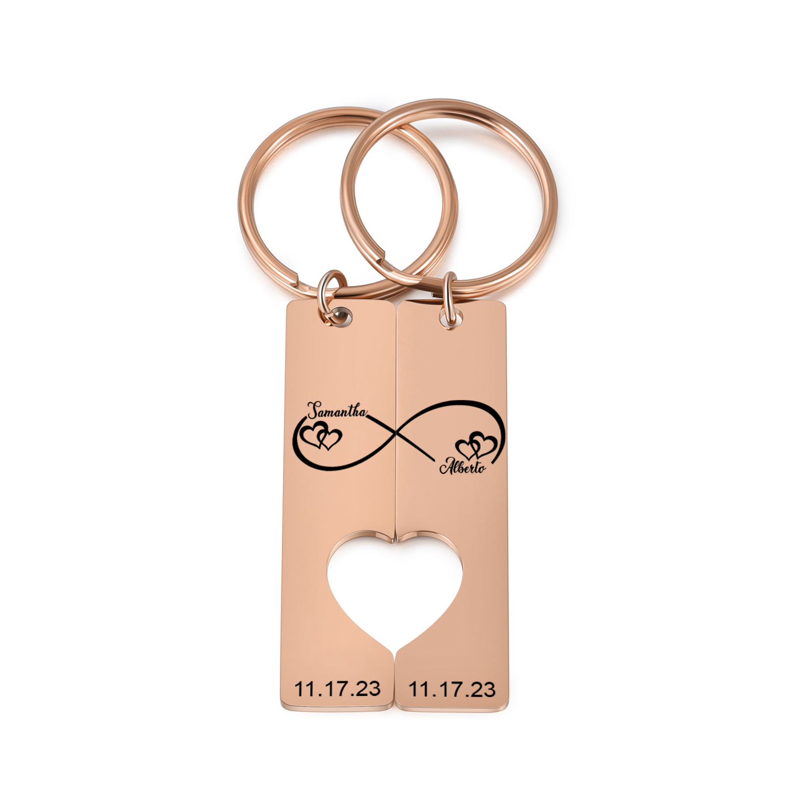 Personalised Couple Infinity Keychain Custom 2 Names & 2 Dates Keyring Heart Valentine's Day Gift for Him/Her-Jessemade AU