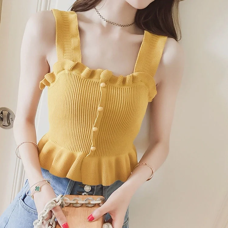 Uveng Uveng Summer New Vest Sling Women Wear A Sexy Wooden Ear Top