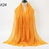 Pleated Linen Cotton Scarf Woolen Edge Women Hijab Shawl