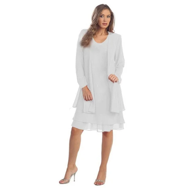 Fast Shipping Mother of The Bride Dresses 2021 Chiffon Plus Size Long Sleeve Party Gown robe de soirée de mariage