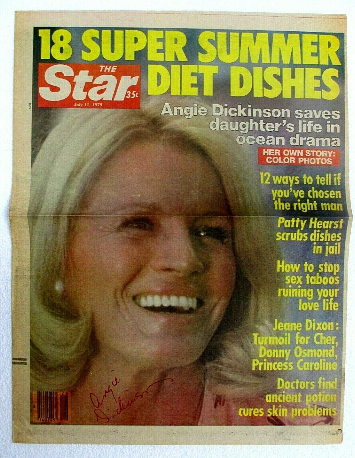 ANGIE DICKINSON Autographed magazine cover PC 34