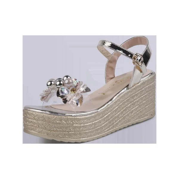 Clear Heels 2021 Sandals  Wedge Low-Heeled Shoes With Strap Large Size Suit Female Beige New Platform Low-heeled Big Girls