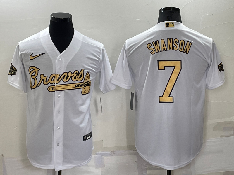 Men's Atlanta Braves Dansby Swanson #7 White Stitched Jersey mysite