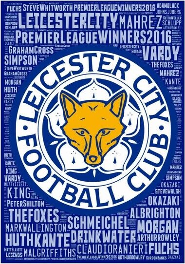 LEICESTER CITY POSTER - WORD ART - Photo Poster painting QUALITY INSERT -  POST!