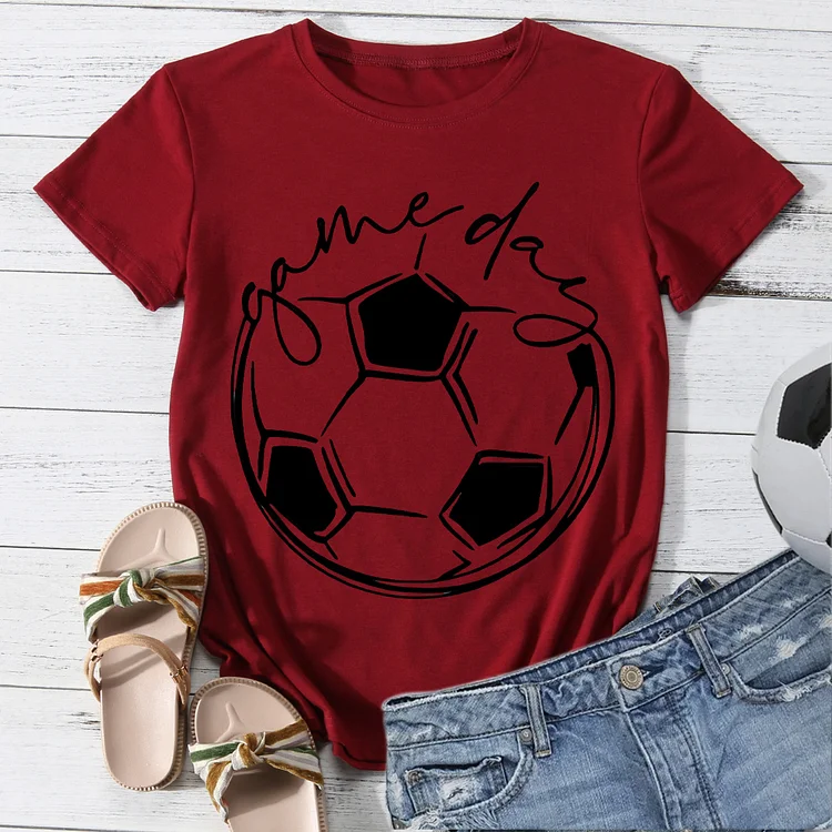 For A Game Day Soccer Round Neck T-shirt