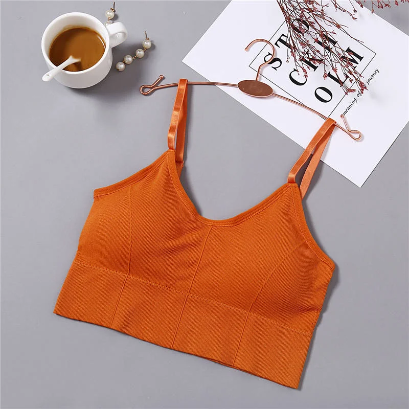 Women Tank Crop Top Bra Underwear Seamless Tube Top Back Hollow Lingerie Wire Free Intimates With Removable Padded 2019