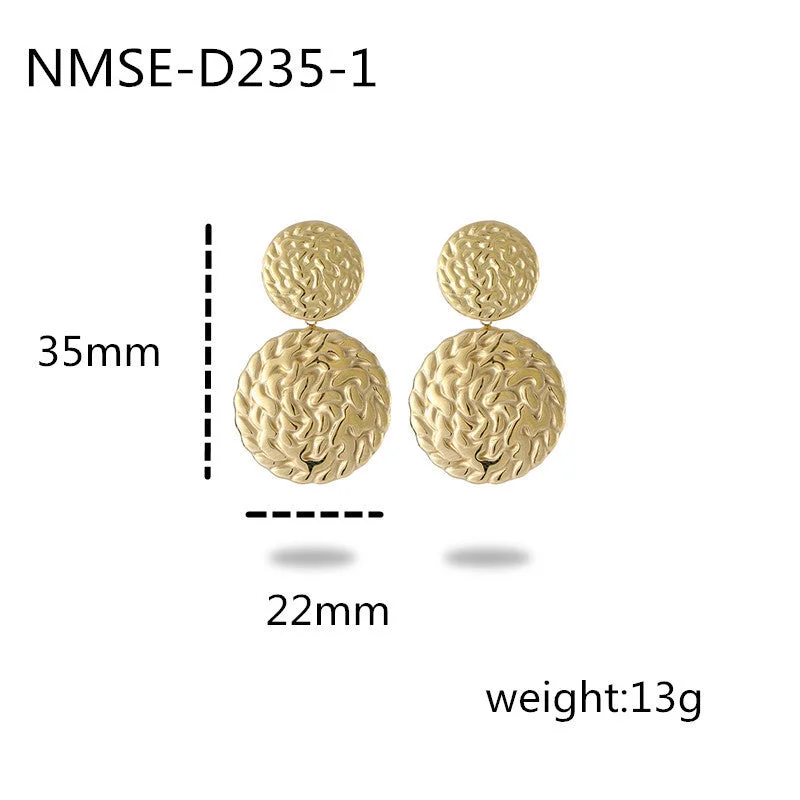 Ins Flower Stainless Steel Earrings For Women 18K Gold Textured Earrings