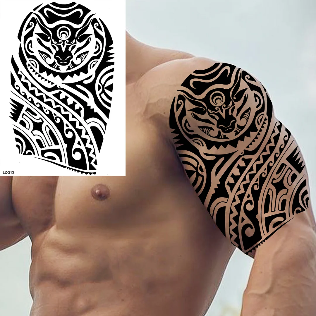 Sdrawing High Quality Lion Tiger Temporary Tattoos For Men Boys Realistic Fake Black Waterproof Tattoos Decal For Adult Party Supplies