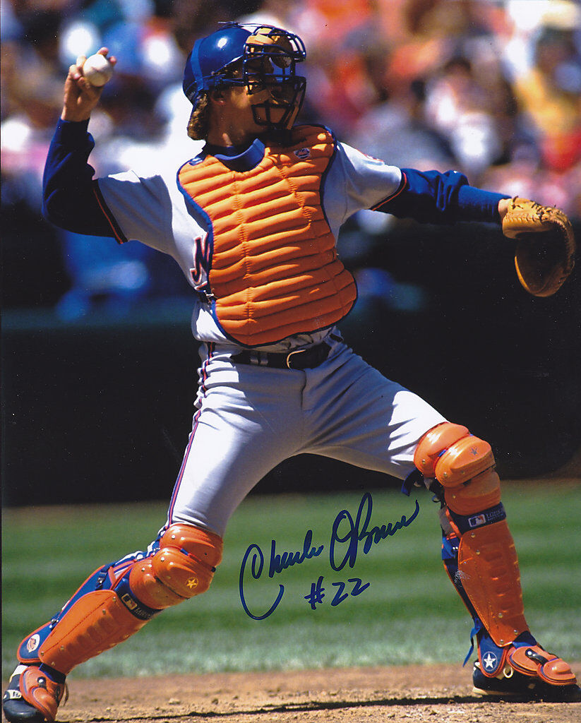 CHARLIE O'BRIEN NEW YORK METS ACTION SIGNED 8x10