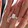 14K Yellow Gold 3ct Radiant Cut Lab Diamond 4 Prongs Basket Setting Bridal Set Rings