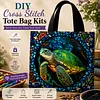 Glass Painting series Turtle - 11CT DIY Stamped Cross Stitch Shopping Bag 40*40cm/15.75*15.75in tapestrymarket