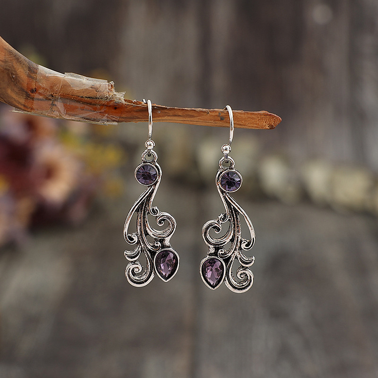  Ginkgo Leaf Inlaid Purple  Earrings 