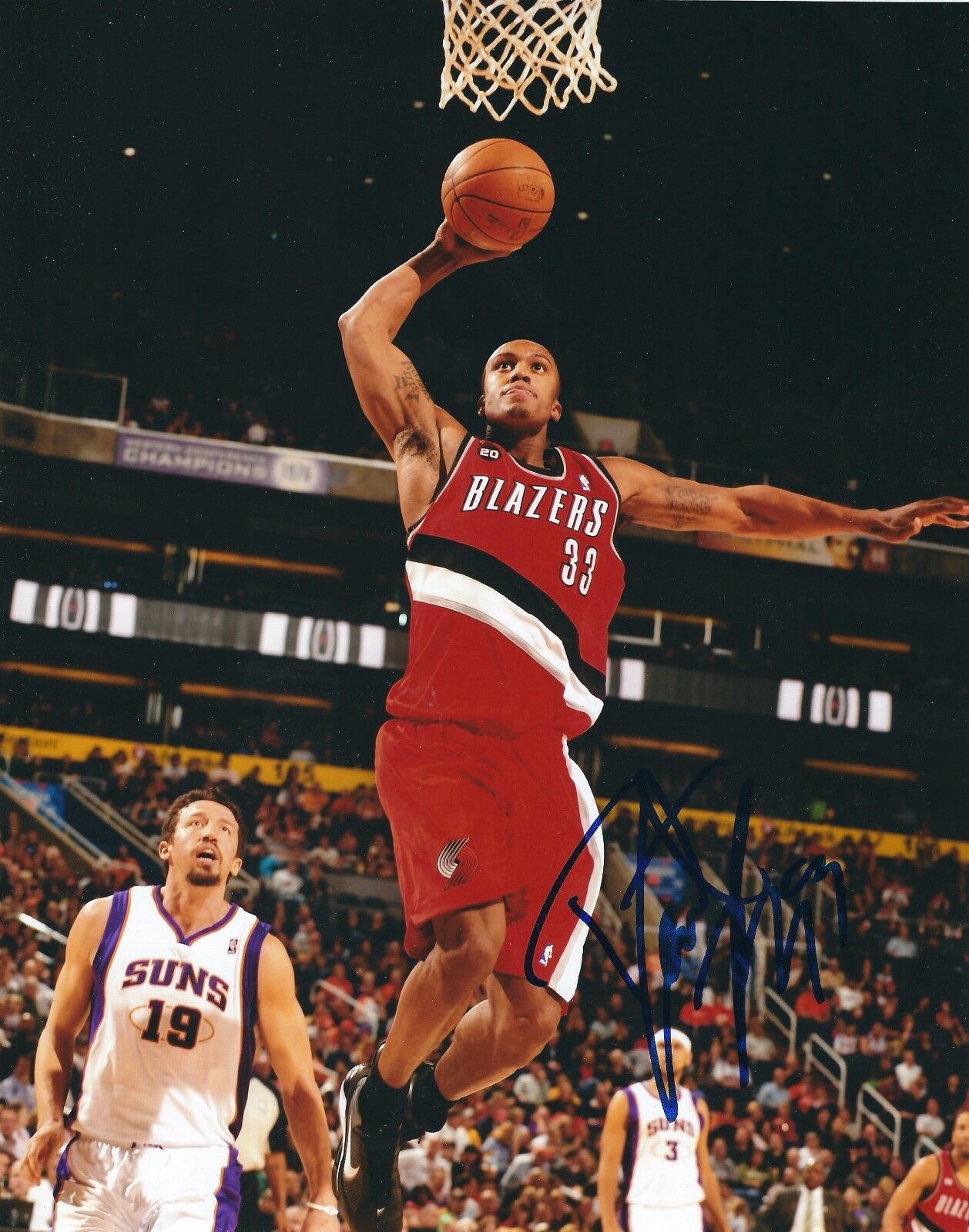 Signed 8x10 DANTE CUNNINGHAM Portland Trail Blazers Autographed Photo Poster painting w/COA