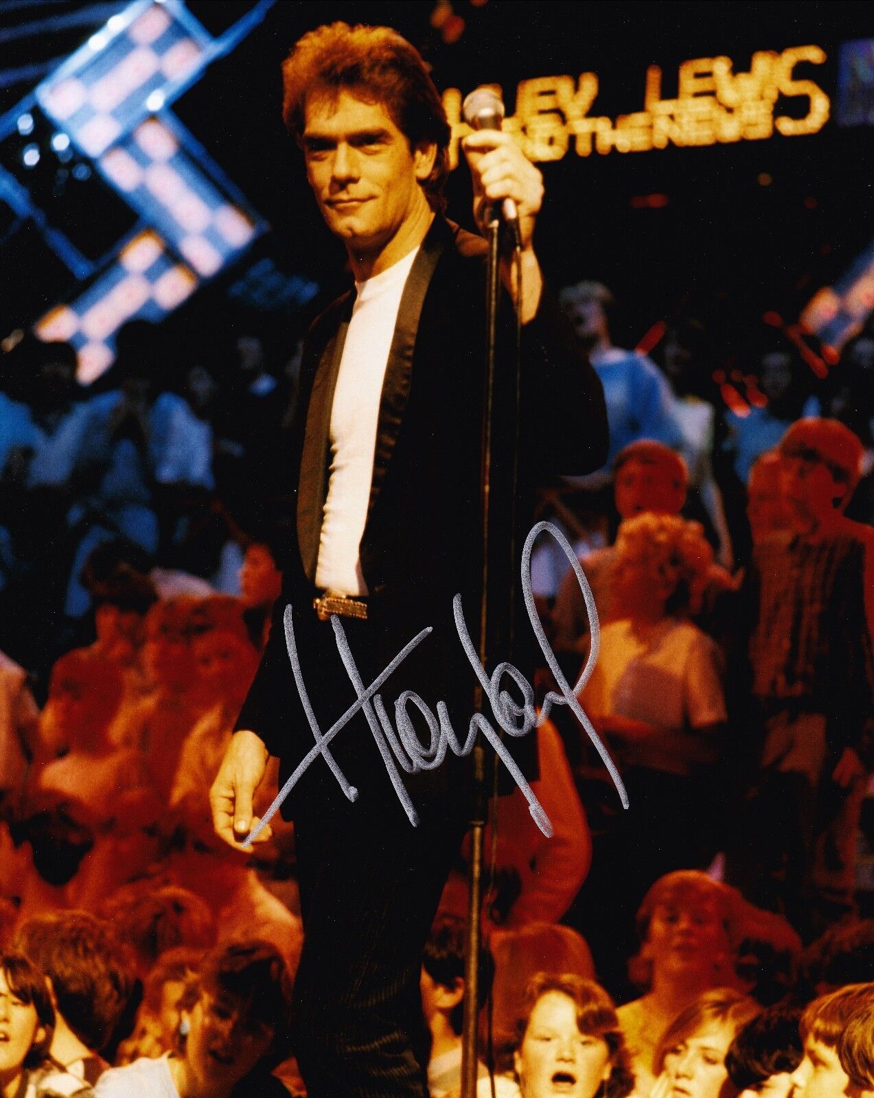 Huey Lewis SIGNED 10X8 Photo Poster painting Huey Lewis and the News AFTAL COA (A1)