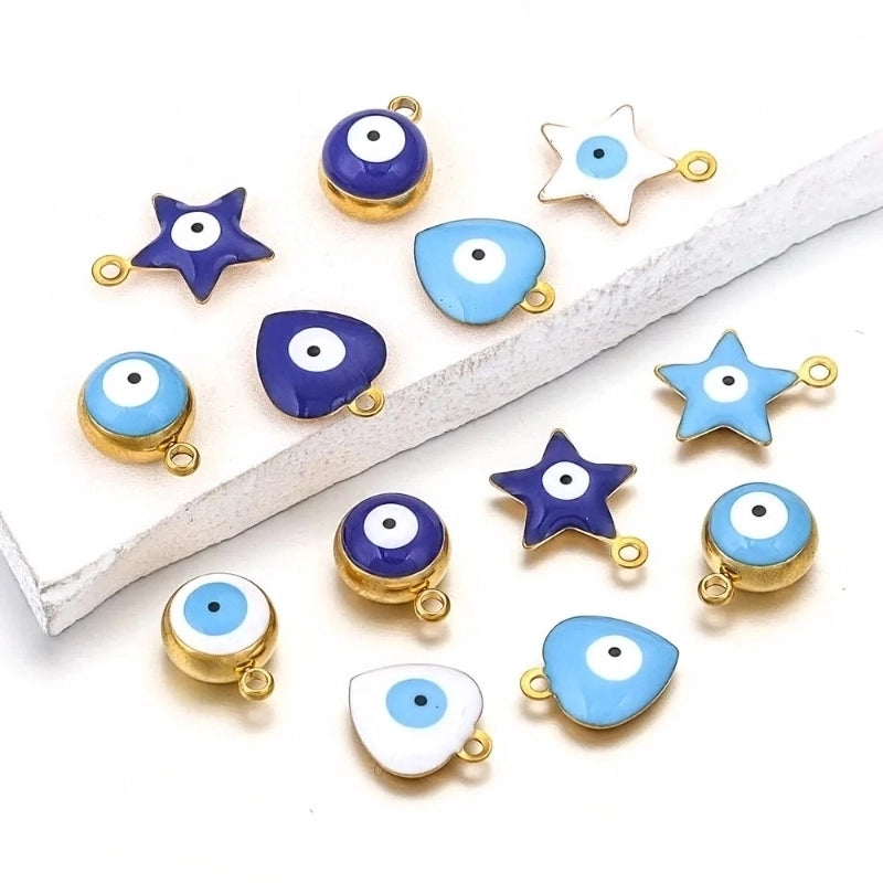 10 PCS/Package Diameter 5mm Diameter 6 Mm Diameter 8mm 304 Stainless Steel Star Heart Shape Eye Jewelry Accessories Pendant