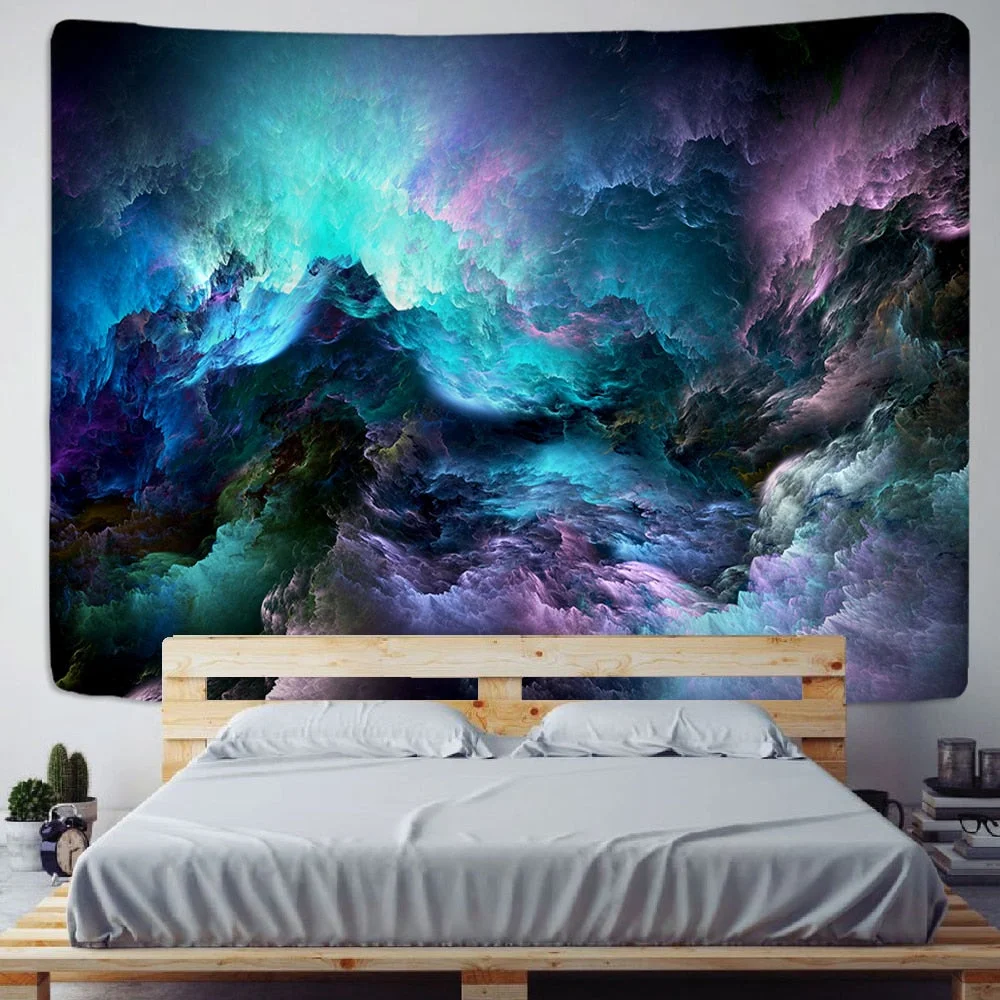 Psychedelic Tapestry Flower Wall Decor Hanging Room Starry Sky Carpet Moon Tapestries Art Home Decoration Accessories