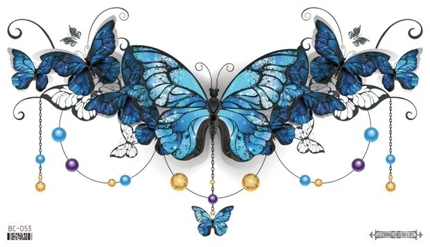 Sdrawing Temporary Tattoo Sticker leaf flower plant black sketch Fake Tatoo Breast Chest Back Belly Flash Tatto For Women Girl