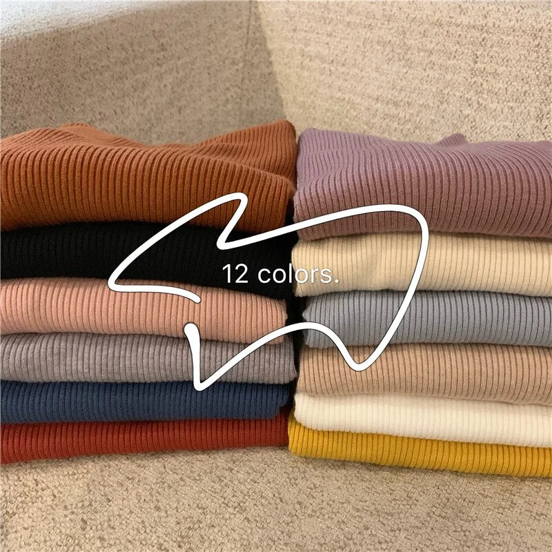 Zoki Turtleneck Sweaters Autumn Women Knitted Pullovers Elastic Jumper Soft Long Sleeve Korean Slim Ladies Basic Top New 2021