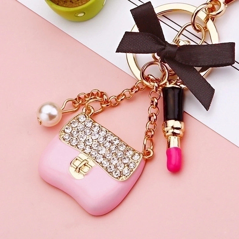Elegant Korean Style Bag Metal Inlay Rhinestones Women’s Bag Pendant Keychain