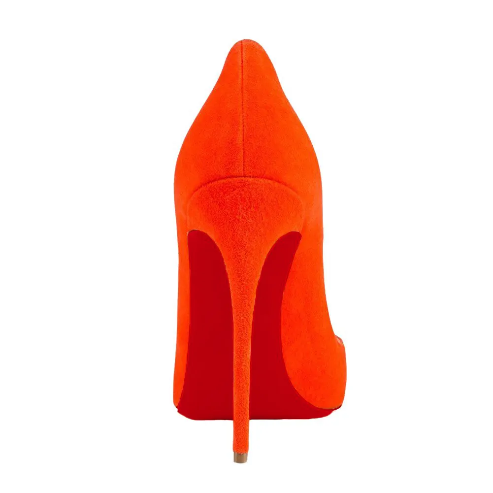 120mm Women's Party Wedding Heels Pumps Orange Suede-vocosishoes