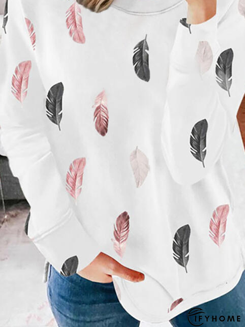 Printed Crew Neck Long Sleeve Casual Sweatshirts | IFYHOME