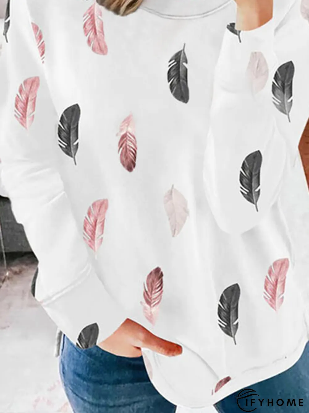 Printed Crew Neck Long Sleeve Casual Sweatshirts | IFYHOME