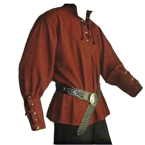 Men Medieval Retro Collar Long Sleeve Shirt