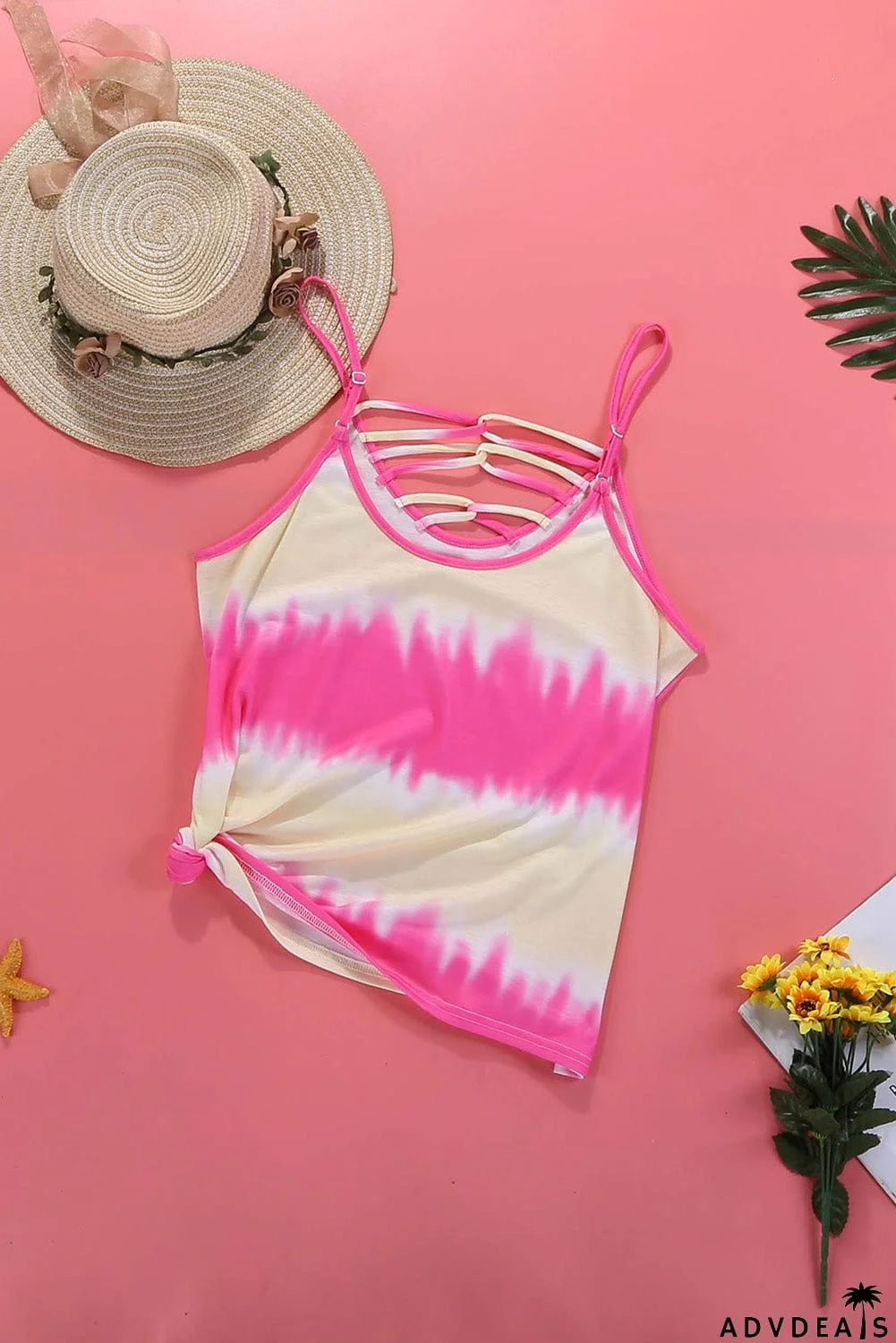Summer Rose Tie Dye Criss-Cross Camisole