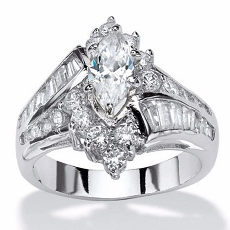 EBay's New Zircon Inlaid White Ring Cross-border European And American Fashion Women's Simple Ring Wish Amazon Hot Sale