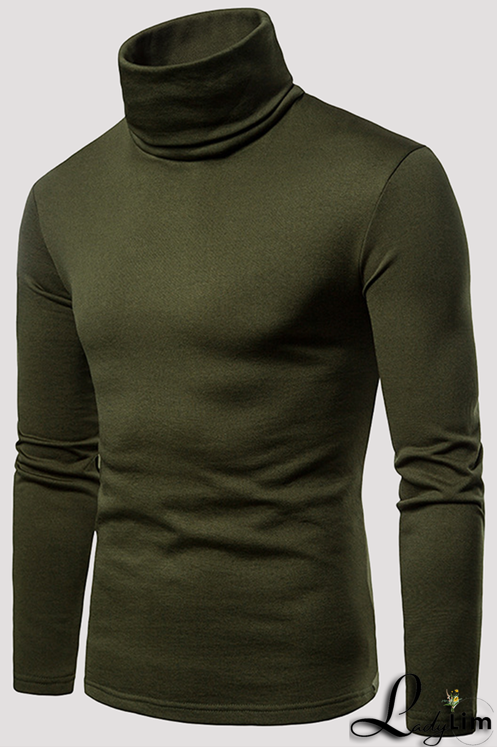 Navy Blue Fashion Casual Solid Split Joint Basic Turtleneck Tops