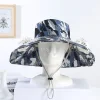 Summer Hat With Fan For Men And Women Charging Sun Protection Sunshade Large Brim Fisherman Hat Adult Camouflage Hat Anti-Ultraviolet