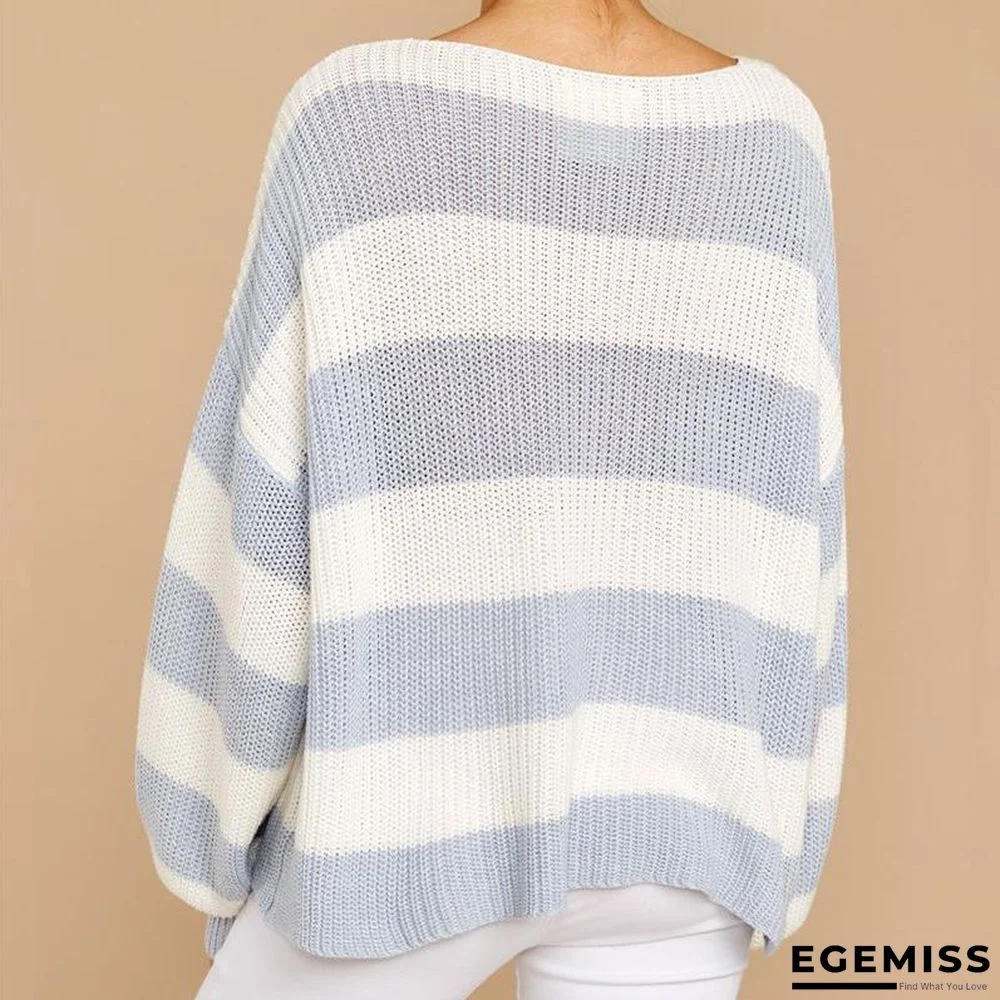 Autumn and Winter New Striped Crew Neck Large Sweater | EGEMISS