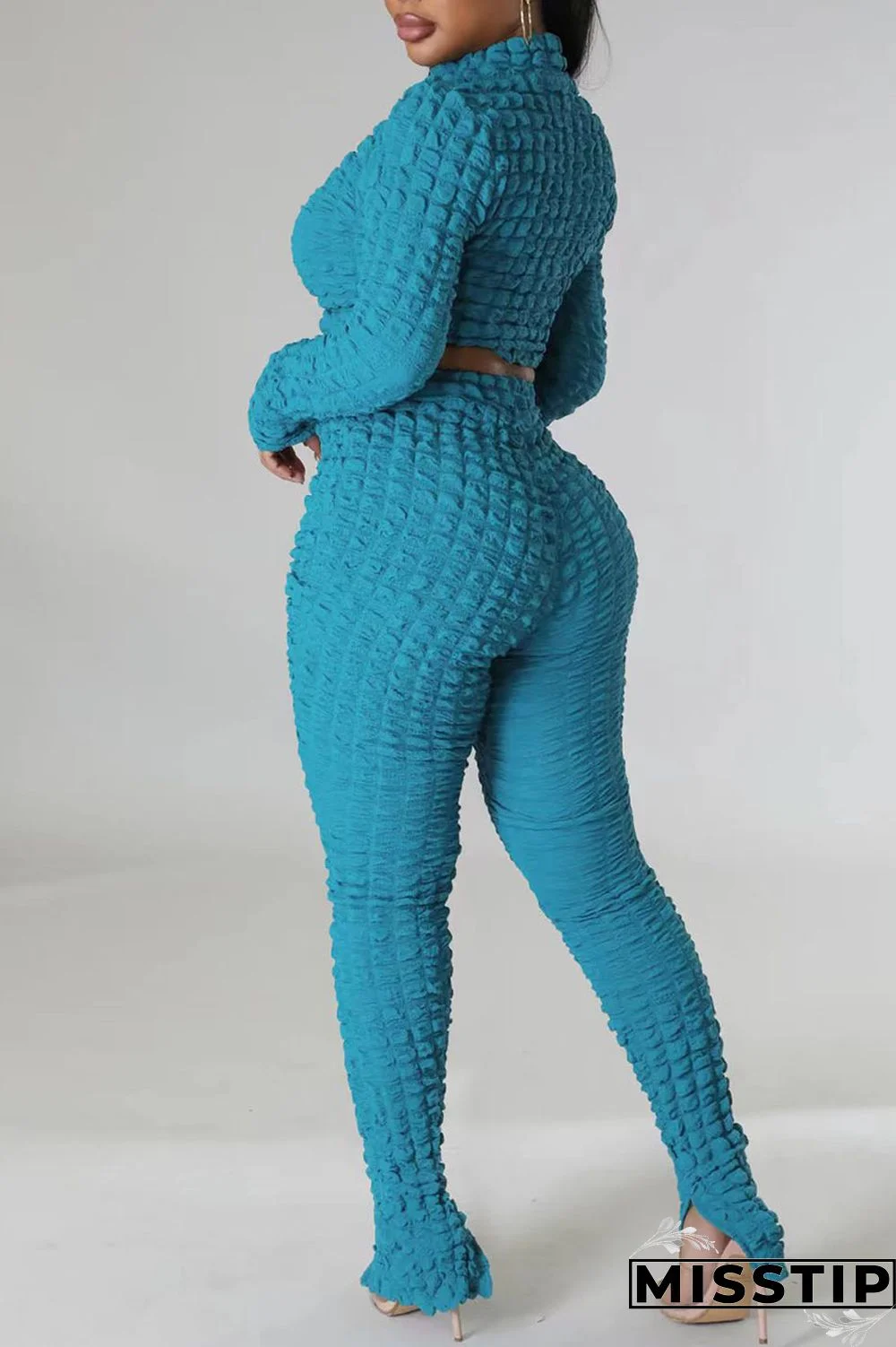 Black Casual Solid Patchwork Turtleneck Long Sleeve Two Pieces