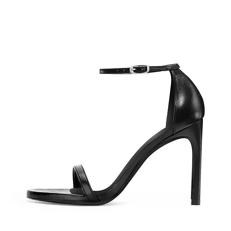 Women's Heels Sandals Ankle Strap Sandals Daily Buckle Stiletto Heel Pointed Toe Classic Faux Leather Ankle Strap Solid Color Black Beige | IFYHOME