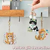 12-teiliger Katzen-DIY-Doppelseiten-Diamant-Schl&uuml;sselring f&uuml;r Erwachsene als Geburtstagsgeschenke