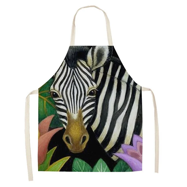 Waterproof Linen Kitchen Apron -zebra