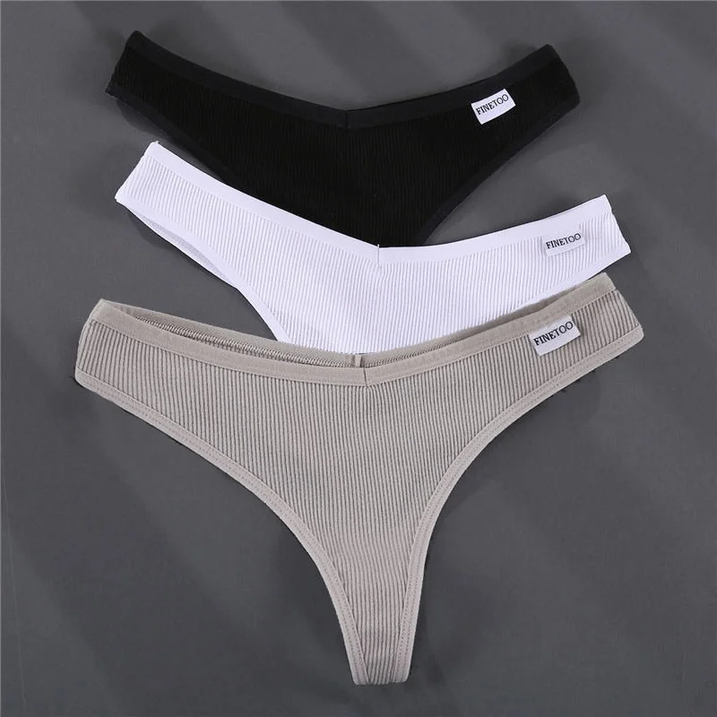 3PCS/Set G-string Panties Cotton Women's Underwear Sexy Panties Female Underpants Thong Solid Color Pantys Lingerie M-XL Design