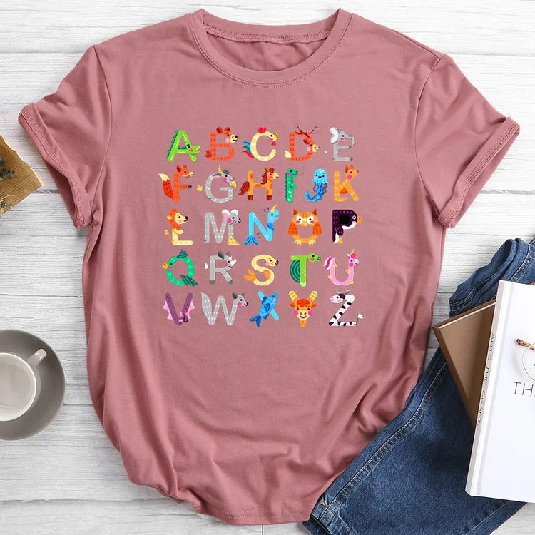 Animals Alphabet Teacher T-shirt-014947