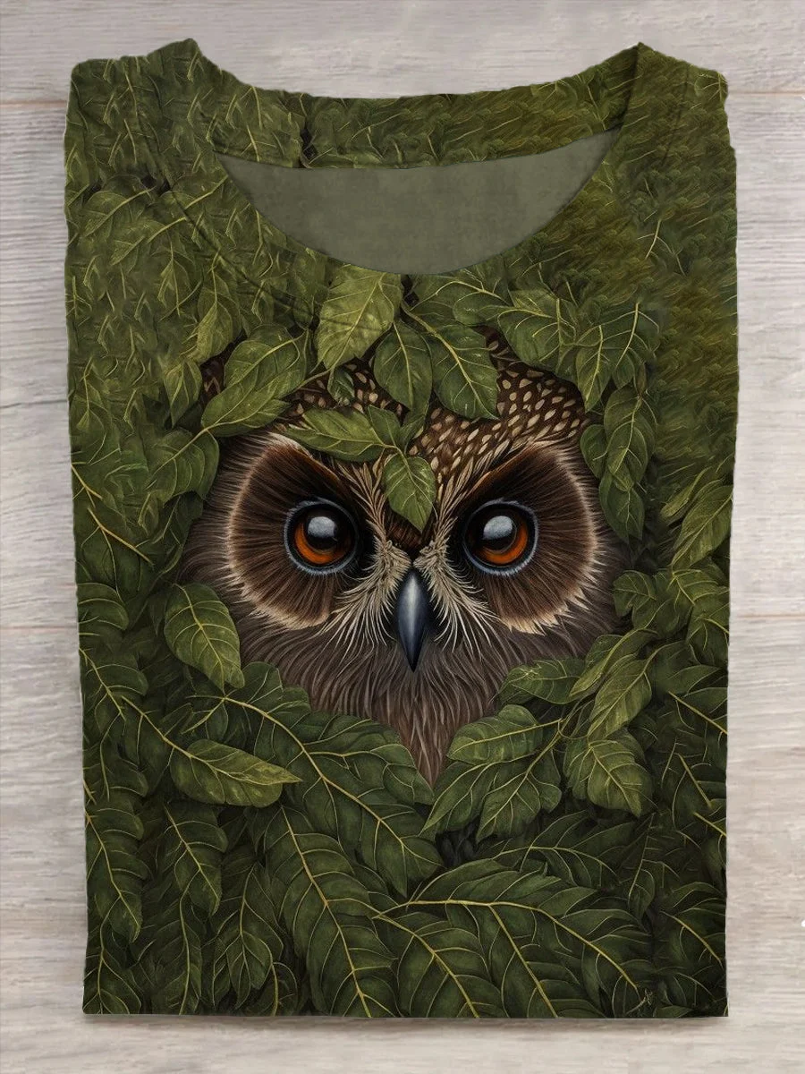 Unisex Owl Abstract Print T-Shirt