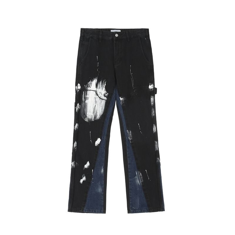 Splash Ink Graffiti Men's Streetwear Wide-leg Jeans-VESSFUL