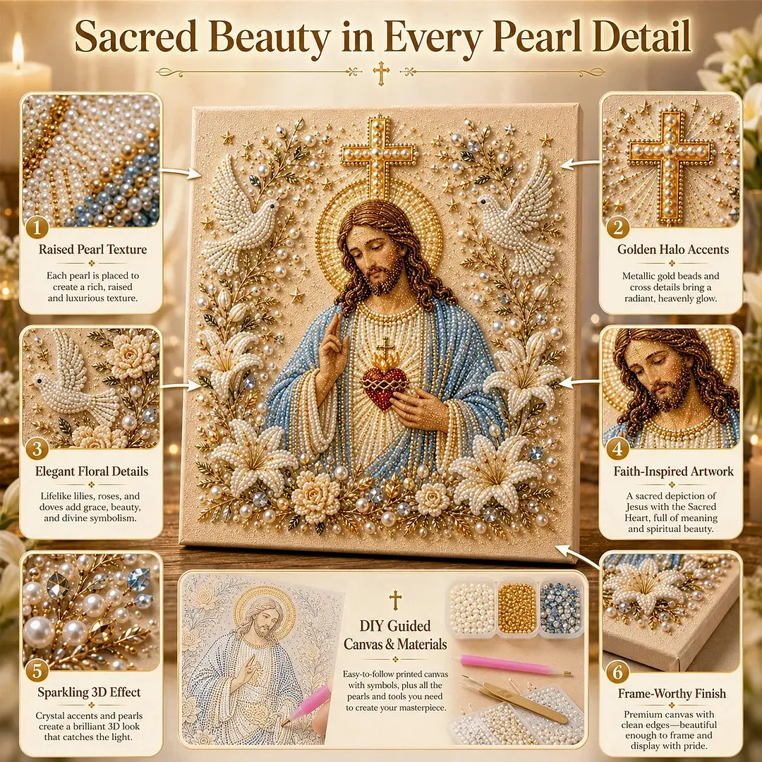 🔥 Last Day 75% OFF &ndash; ✝️ DIY Jesus Pearl Art Kit | 3D Pearl-Style Christian Artwork for Prayer Corners & Faith Gifts (📦Buy 3 Free Shipping)