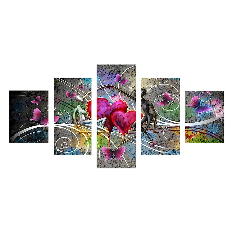 Five-Panel Painting - Love Art Human Body 100*50CM (Canvas) Full Round Drill Diamond Painting gbfke