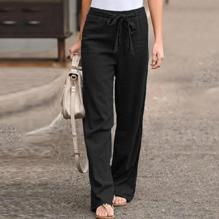 Casual Elastic Band Solid Pants