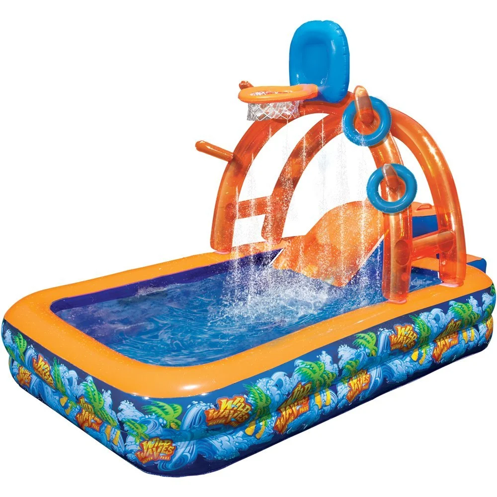 Inflatable Kids Basketball Playing Pool with Hoop Water Slide、、sdecorshop