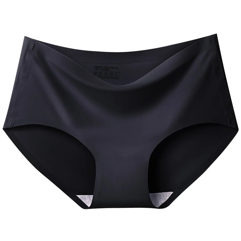 Billionm New Product Hot Sale Optional Sexy Ice Silk Seamless Underwear Women's Mid-waist Large Size Solid Color One-piece Briefs