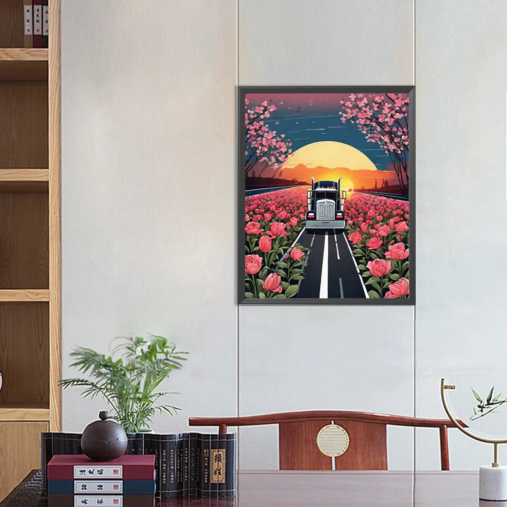 Full Round Diamond Painting 40*50cm - Road Cars