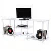 [US Local Warehouse] 55 Inch Acrylic TV Stand for TVs Up To 60 Inch TV Media Console Table with Open Storage Shelves Entertainment Center for Living Room Bedroom Gaming Room