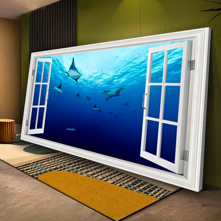 Deep sea scenery Window Canvas Wall Art